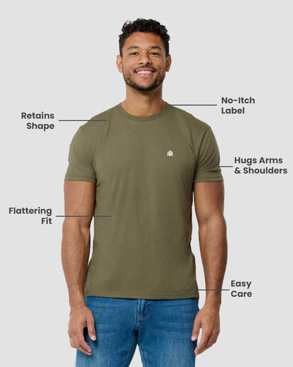 Mens T Shirt with Logo - Short Sleeve Crew Neck Soft Fitted Tees S - 4XL Fresh Classic Basic Tshirts